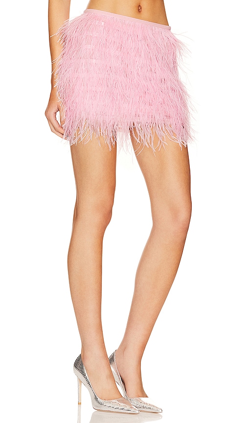 Shop Nbd Octavia Feathered Micro Skirt In Pale Pink