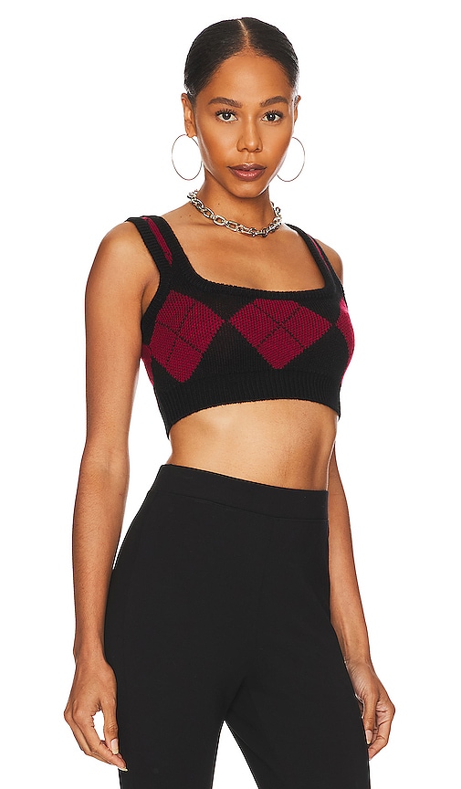 Shop Nbd Acker Argyle Jacquard Bralette In Red & Black