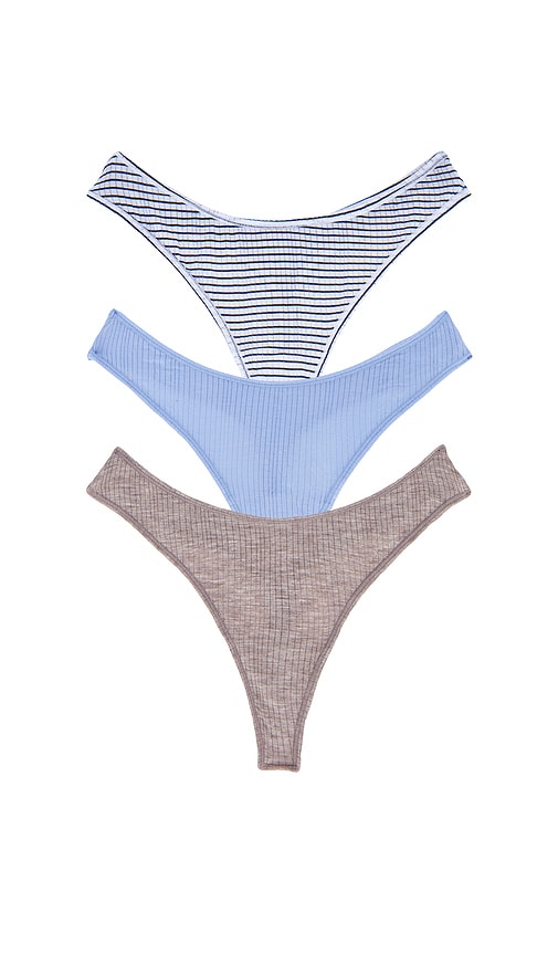 Negative Underwear Whipped Dipped Thong 3-pack in Blue. - size L (also in XL/1X, XS, XXL/2X)