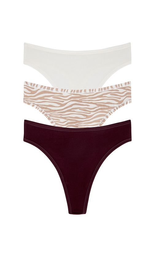 Negative Underwear Cotton Thong 3 Pack In Multi