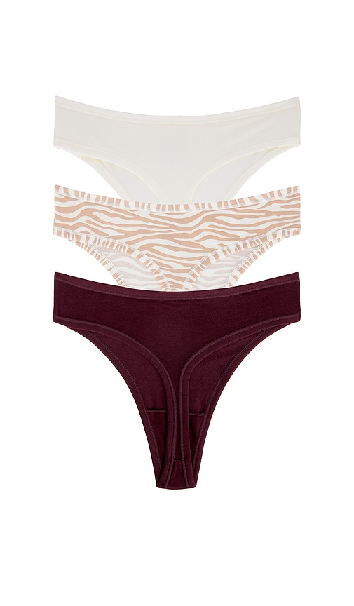 Negative Underwear Cotton Thong 3 Pack In Multi