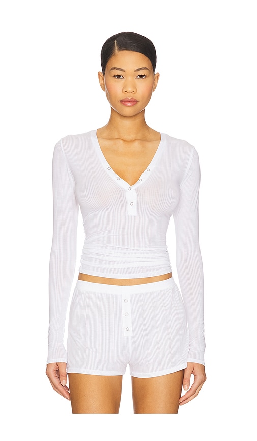 Whipped Henley in White. - size XL/1X (also in L, M, S, XS)