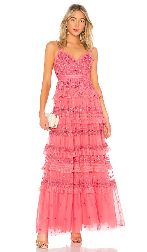 Needle & Thread Iris Cami Gown in Hot Pink | REVOLVE
