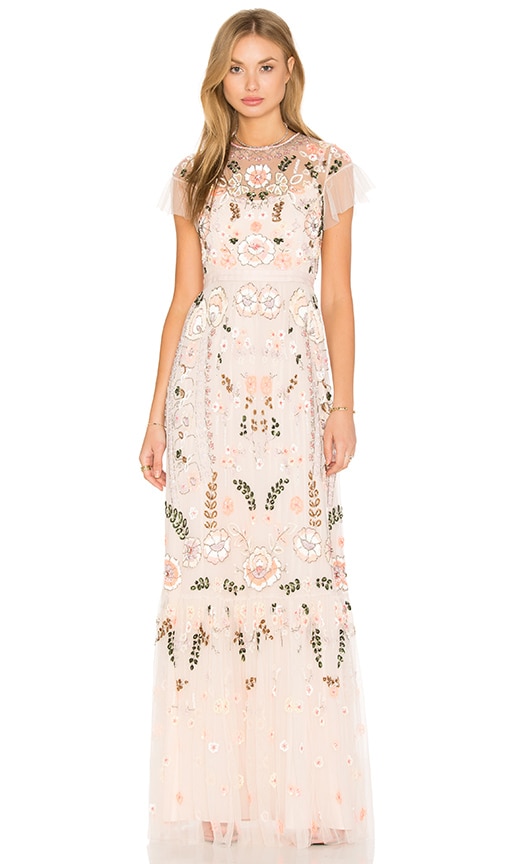 needle and thread tiered floral maxi dress