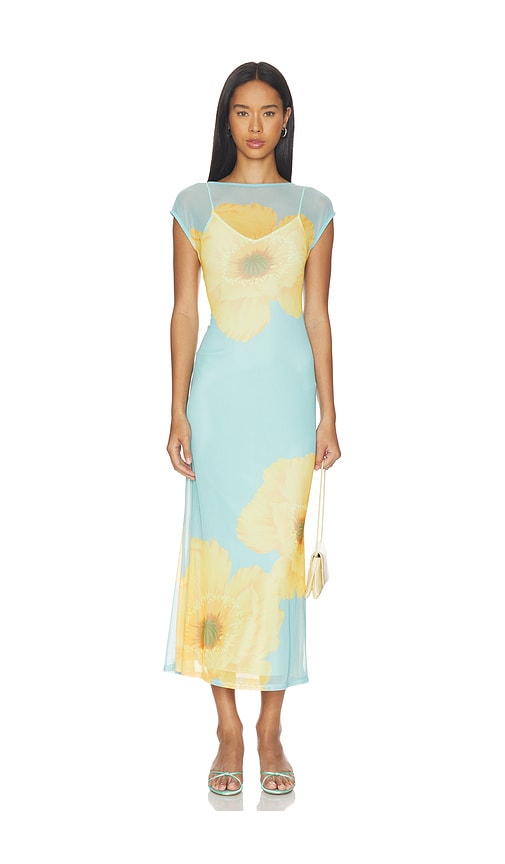 yellow and blue dress Goddess Silk | Maxi Dress | Bohemian Cocktail Dress | Prom Dress | Made in Ukraine Heritage Clothings WESTIN STRIPED MIDI IN YELLOW