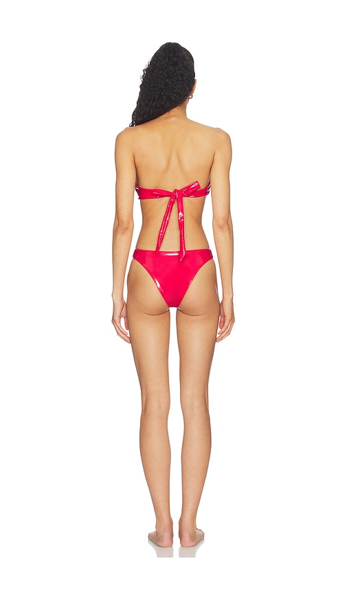 naranja furcado Latex Splash Matte Bandeau Bikini Set | Thumbnail 3