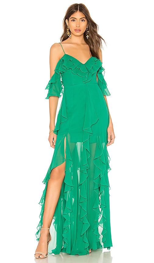 revolve emerald green dress