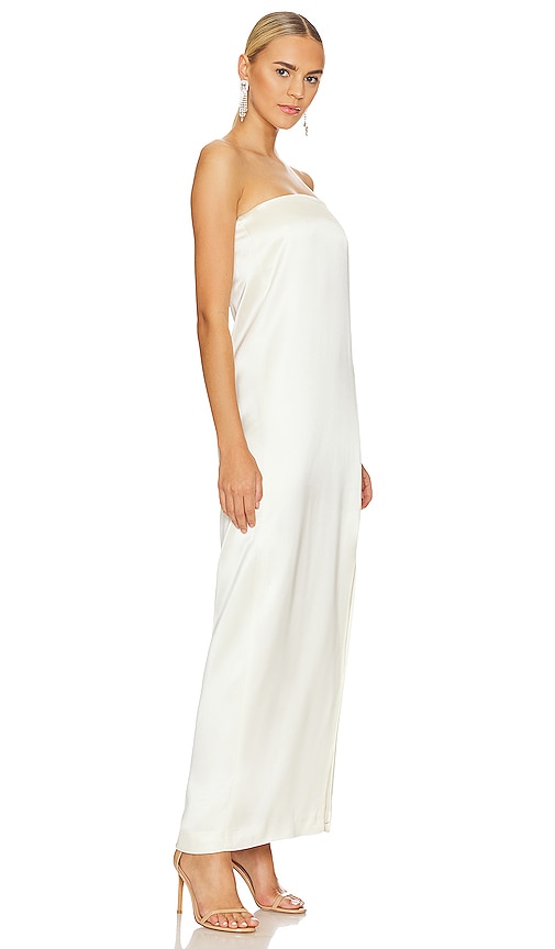 Shop Nicholas Axelie Strapless Tube Gown In Metallic Neutral