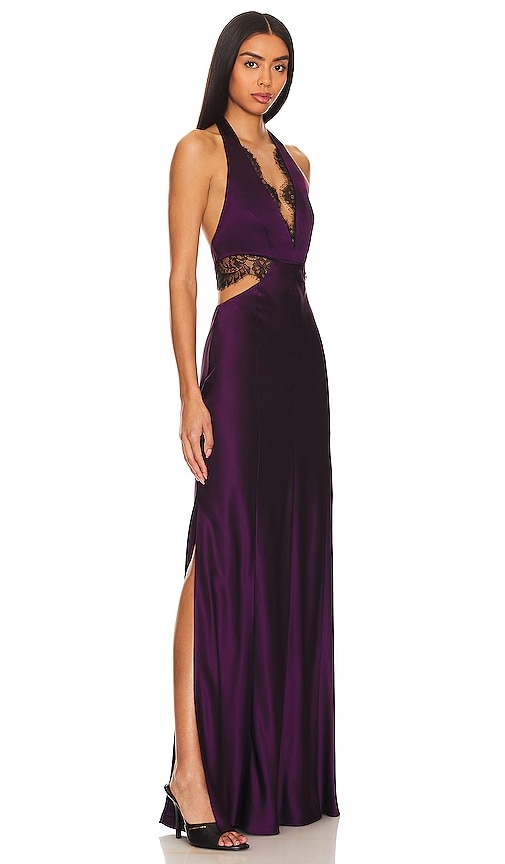 Shop Nicholas Kylie Lace Cutout Gown In Purple