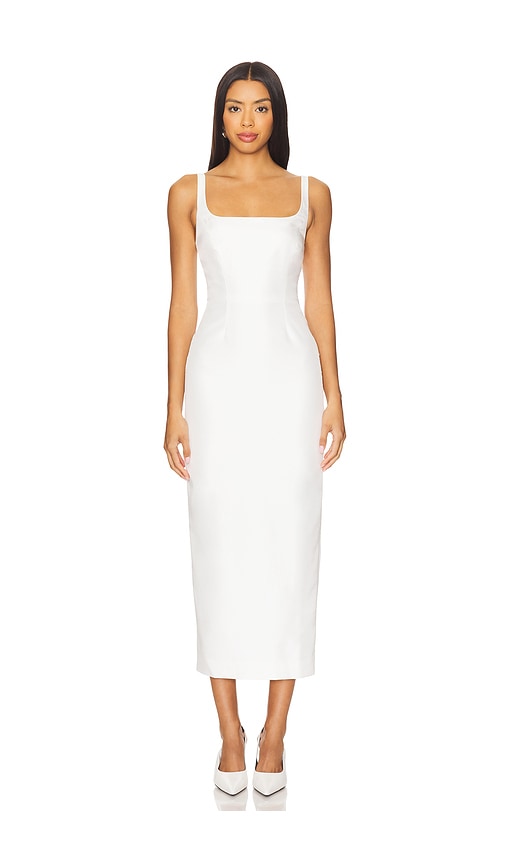 Nicholas Isaline Convertible Square-neck Midi Dress In White