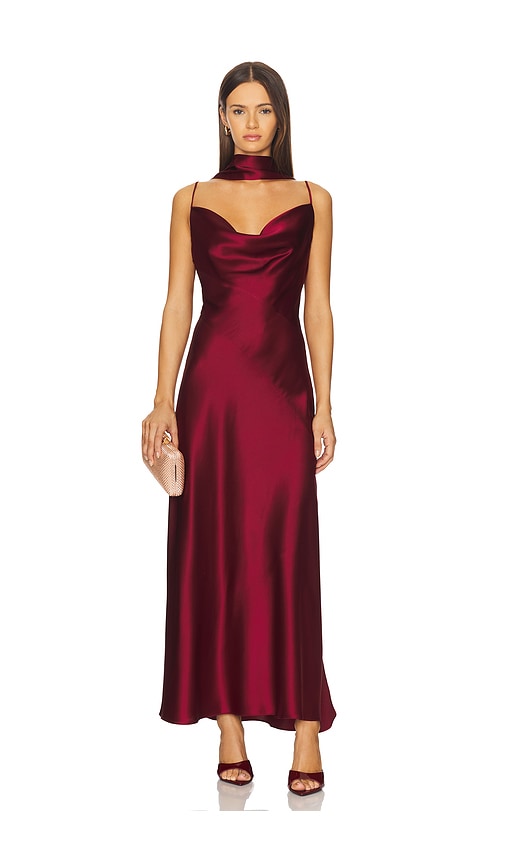 Nicholas Geneva Sleeveless Cowl Neck Gown With Side Slit In Purple
