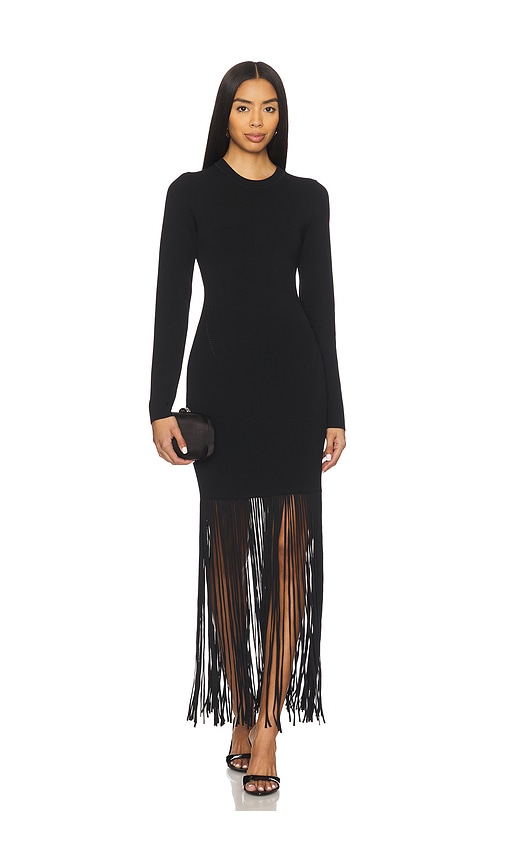 NICHOLAS Fiorella Long Sleeve Dress With Fringe