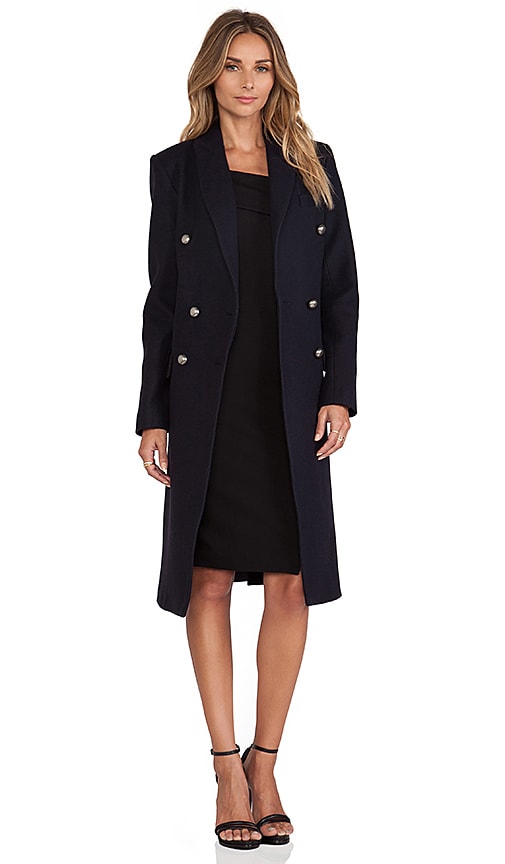 NICHOLAS Wool Double Breasted Coat in Nav