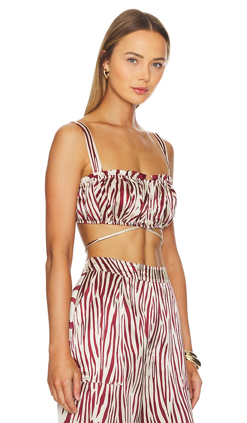 Shop Nicholas Tracy Button Front Crop Top In Brick Toledo Print