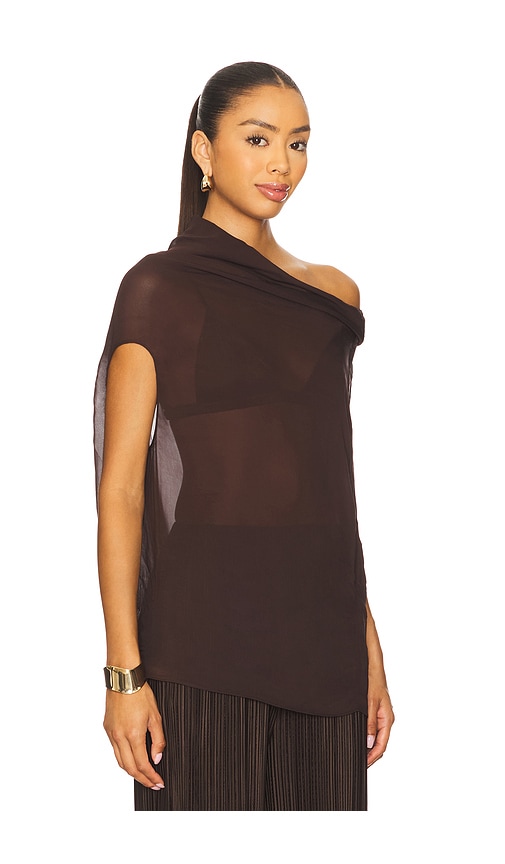 Nicholas Ryanne Asymmetrical Draped Top In Brown