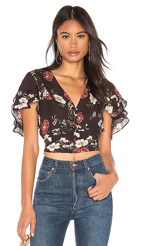 Floral Layered Tie Front Top