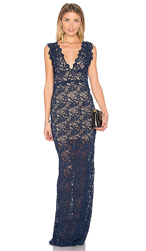 Nightcap Perfect Plunge Maxi Dress in Navy