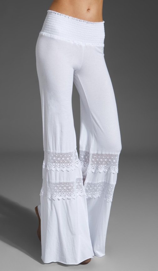 white crochet beach pants