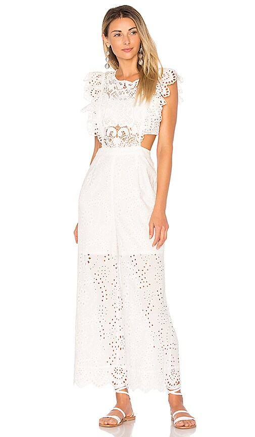 white eyelet jumpsuit