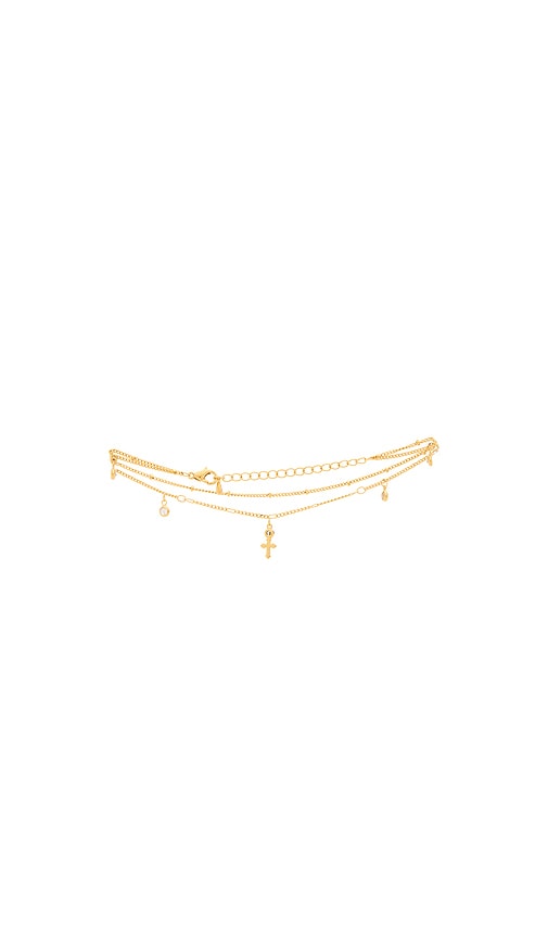 Naiia Eden Cross Double Anklet In Gold
