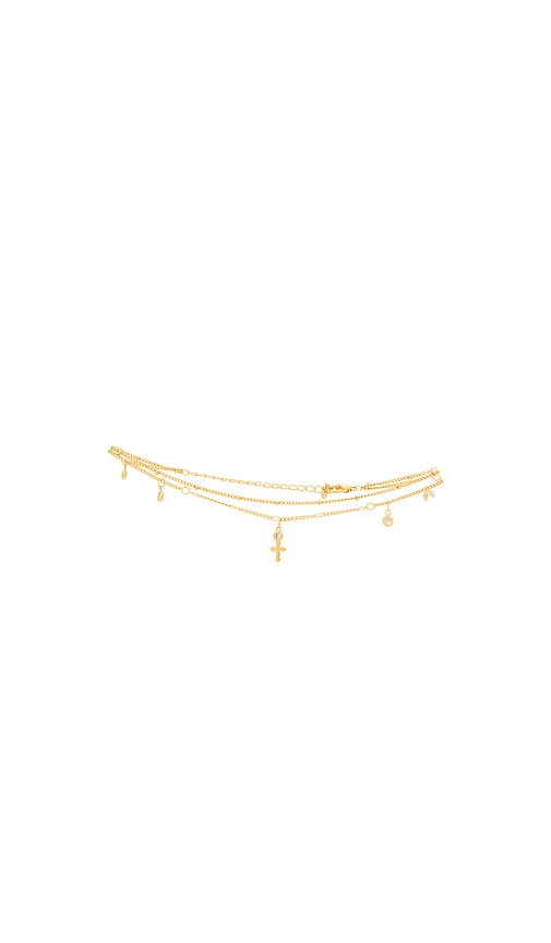 Naiia Eden Cross Double Anklet In Gold