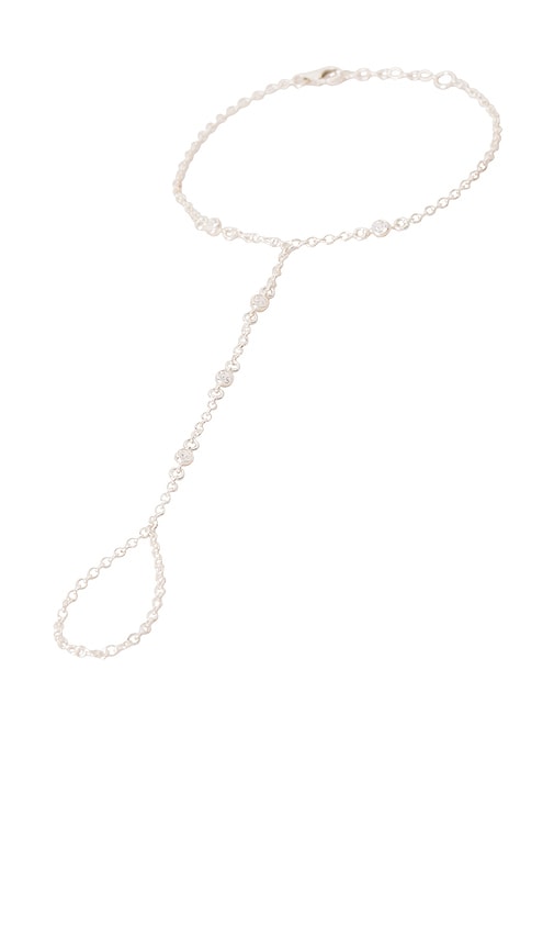 Ariella Hand Chain in Metallic Silver.