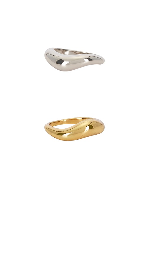 Naiia Harlow Ring Set In Metallic Gold,metallic Silver