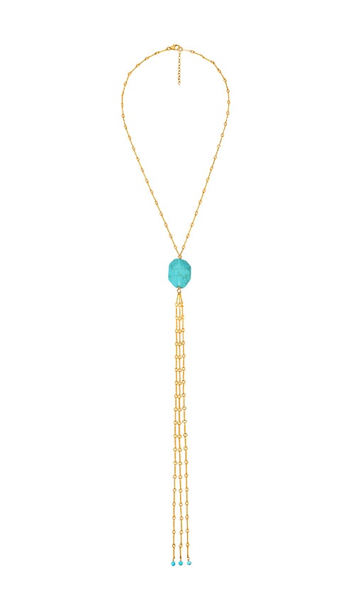 NAiiA x REVOLVE Turquoise Bolo Necklace in Metallic Gold.