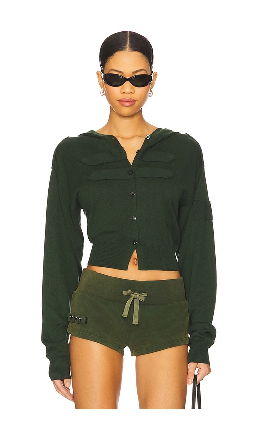 Niihai Button Up Cardigan In Green