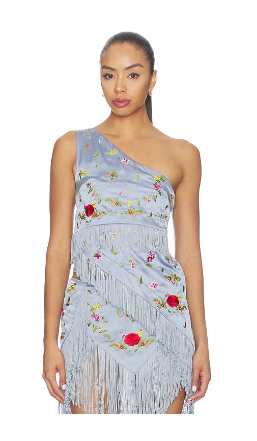 Niihai Lara Fringe Top In 파우더 블루