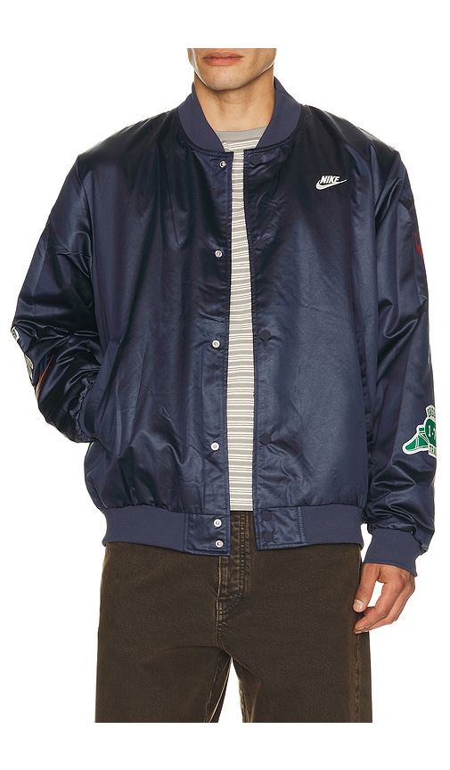 Nike Nk Club Varsity Jacket Reissue in Obsidian & Sail | REVOLVE