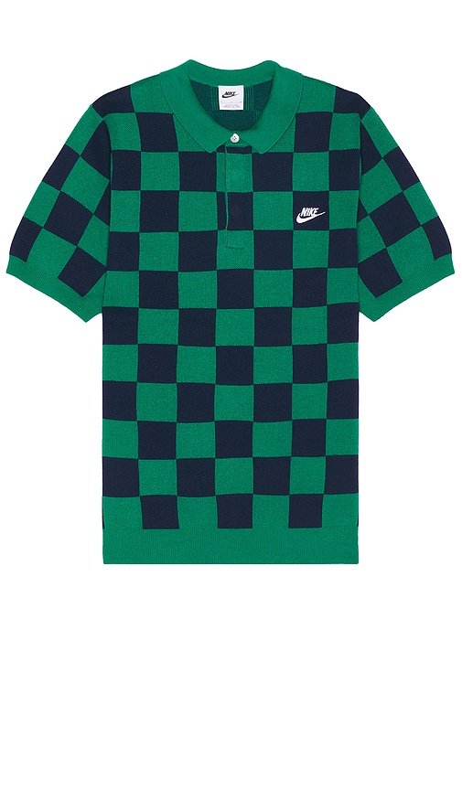 Shop Nike Checkers Polo In Malachite & Midnight Navy