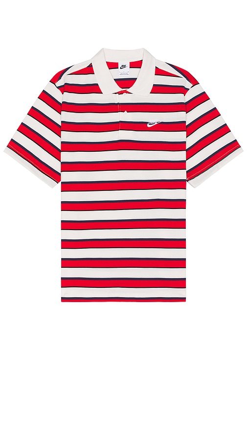 Nike Striped Polo In Red