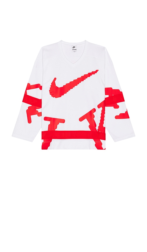 Nike Club Hockey Neo Varsity Jersey in White & University Red