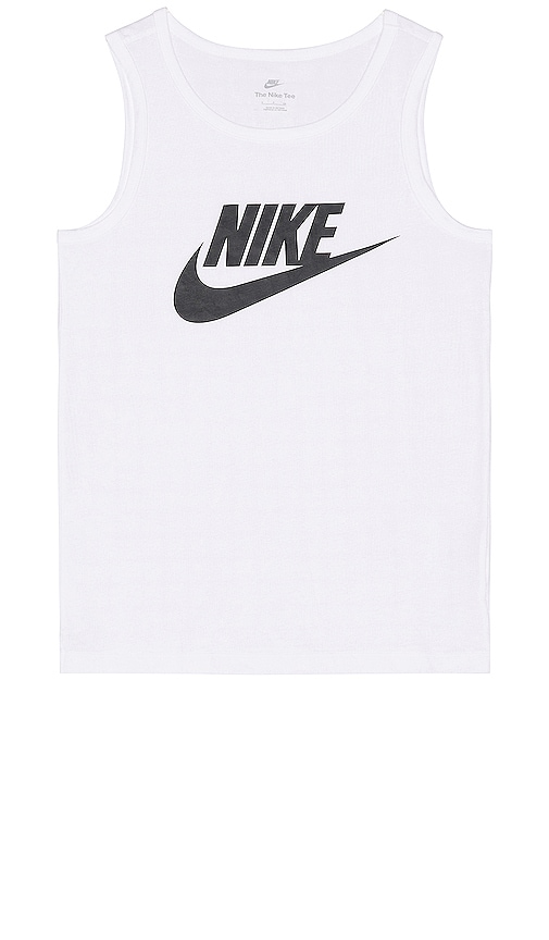 Ewell Cierto mezclador Nike Icon Futura Tank Top in White & Black | REVOLVE
