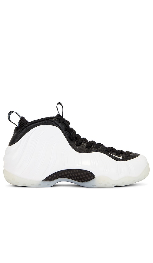Product image of Nike Air Foamposite 1 Sneakers in White, Metallic Silver, Black, & Cobalt Bliss. Click to view full details