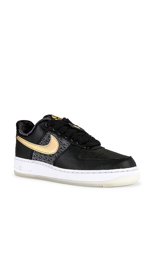 Shop Nike Air Force 1 '07 Premium Sneaker In Black  Metallic  Gold  & White