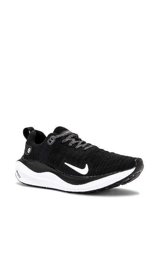 Shop Nike React Infinity Run Flyknit 4 In Black,white-dark Grey
