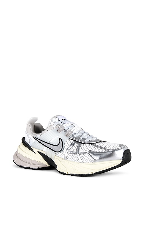 Shop Nike V2k Run In Summit White & Metallic Silver