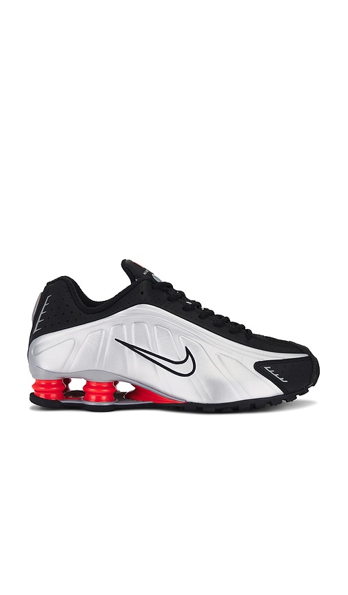 Nike Shox R4 Sneakers in Metallic Silver & Black