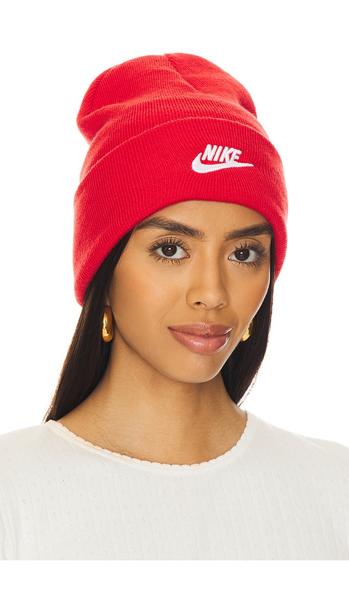 Nike Peak Beanie in University Red & White