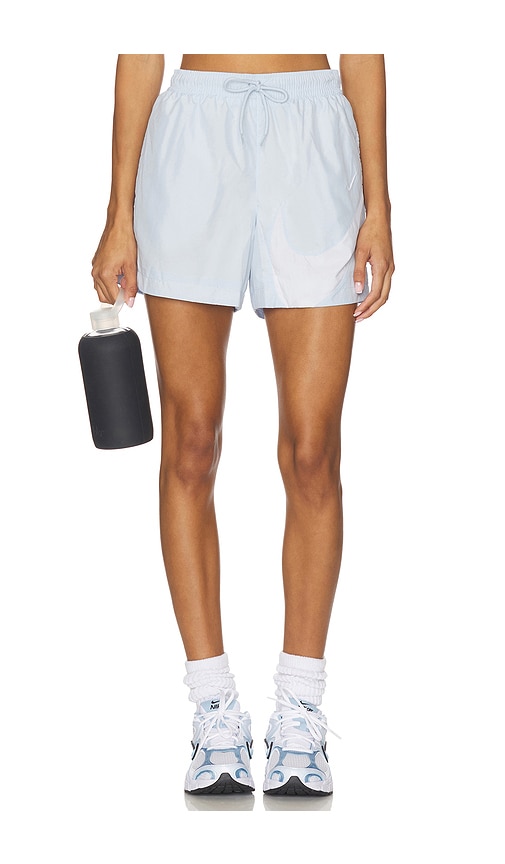 Nike Woven Mid-rise 5 Logo Shorts In Blue