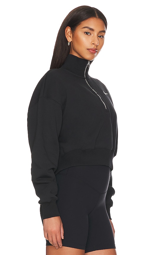 Shop Nike Crop Quarter Zip Sweatshirt In Black & Sail