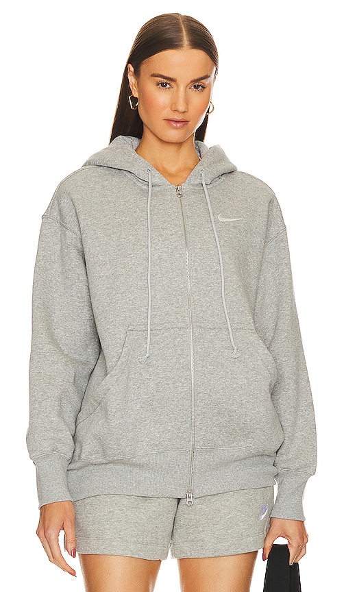 Shop Nike Sportswear Phoenix Fleece Oversized Zip Up Hoodie In Dark Grey Heather & Sail