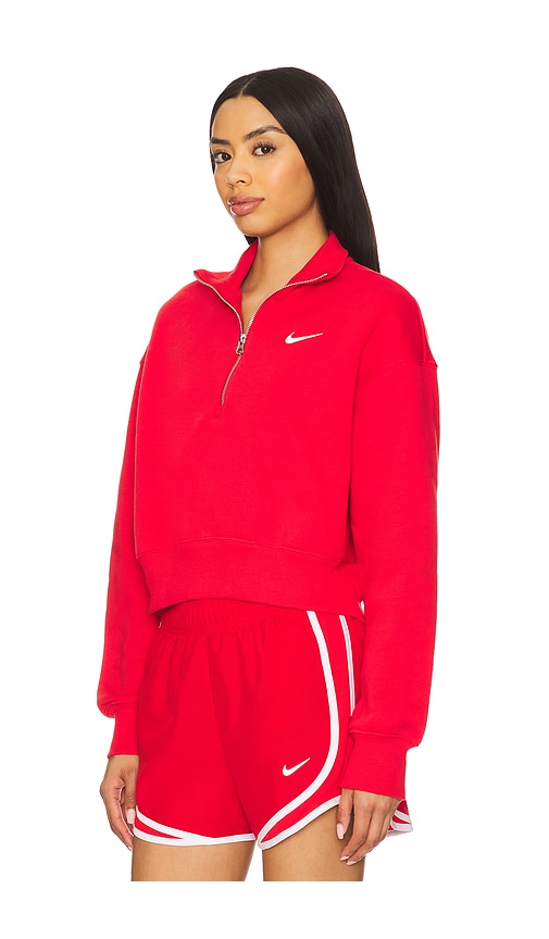 Nike Nsw Phoenix 1/2 Zip Cropped Sweatshirt In University Red & Sail