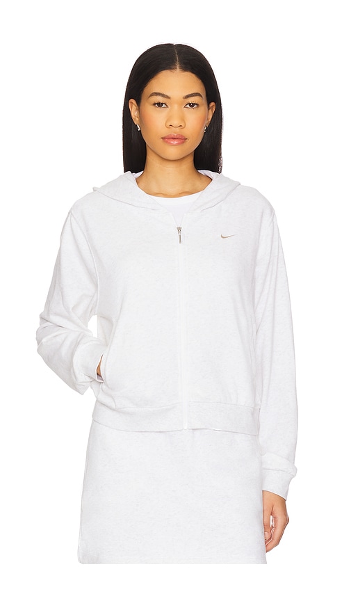 Nike Nsw Loose Full Zip Hoodie In Birch Heather & Light Orewood Brown