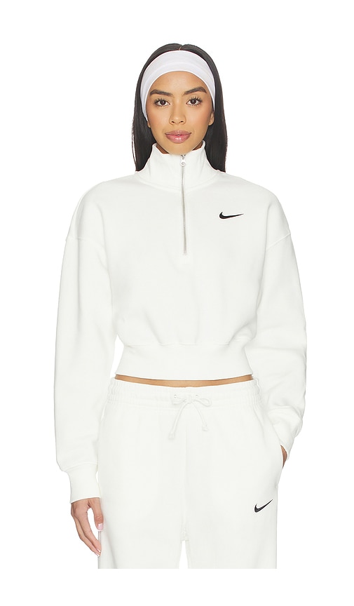 Nike 1/2 Zip Cropped Sweatshirt in Sail & Black
