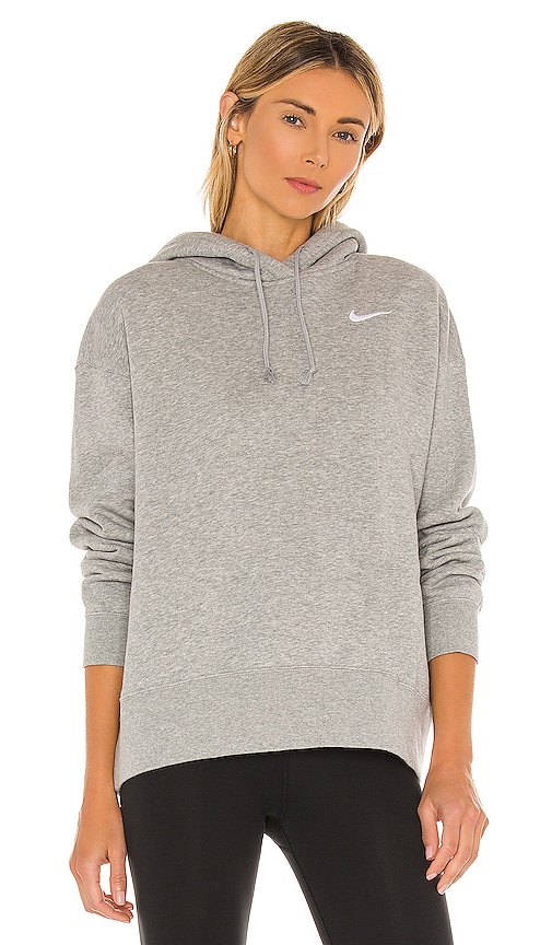 Nike NSW Fleece Everyday Essentials Hoodie in Dark Heather Grey & White