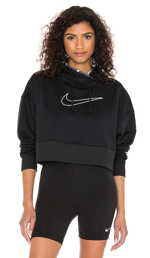 alo Cropped Go Time Padded Hoodie in Black