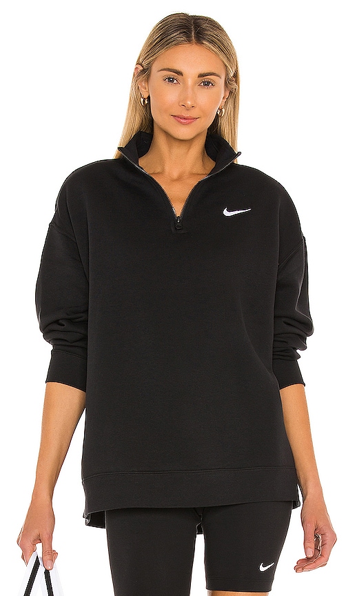 Nike NSW QZ Fleece Pullover in Black 